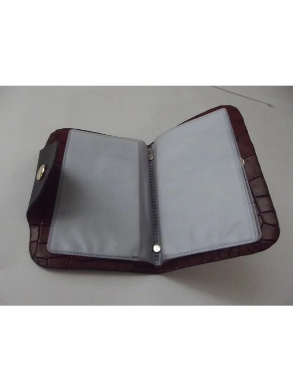 Card Filer Book Business Credit Card black 6 sleeves brown faux croc Tong Guang